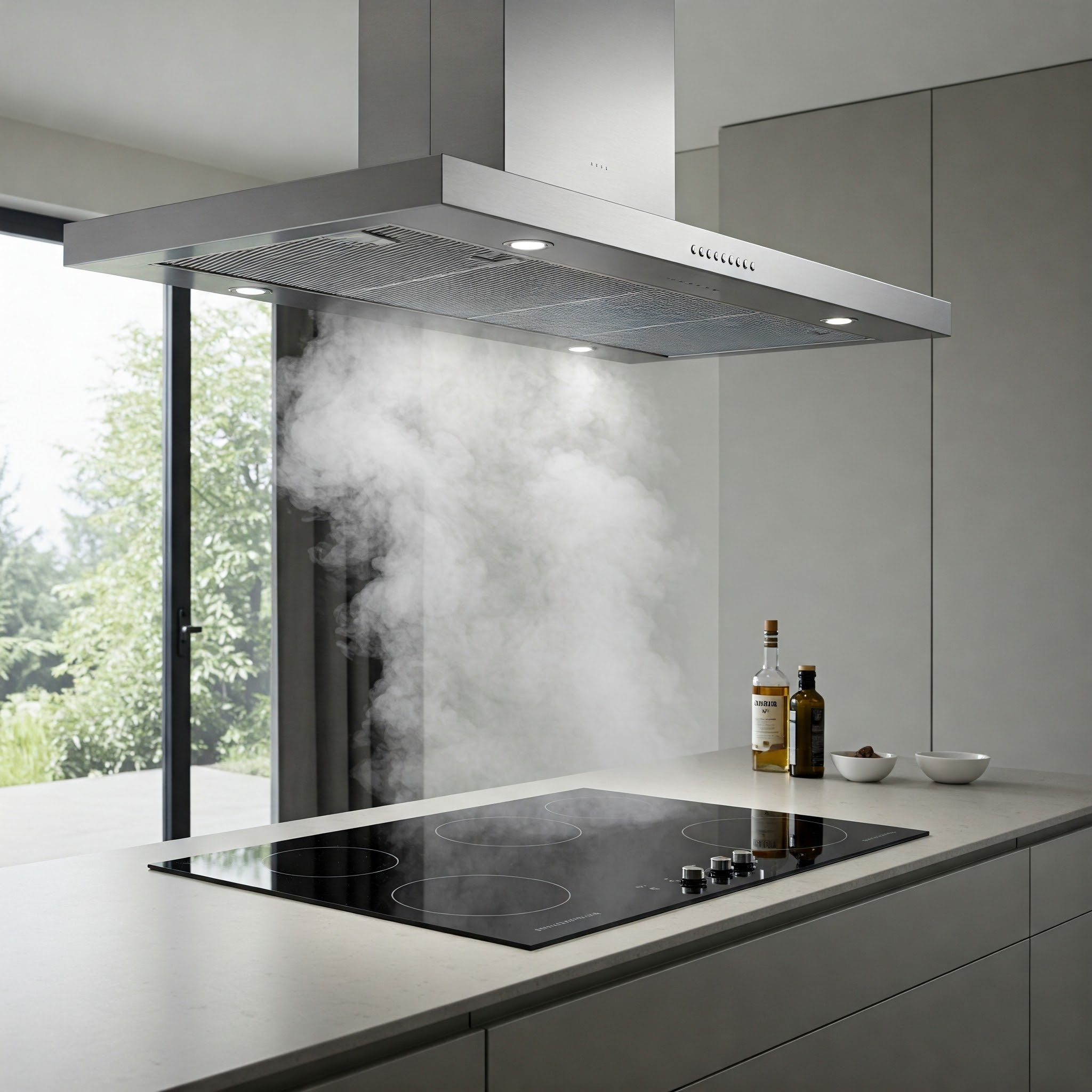 Modern Kitchen Range Hood Actively Ventilating Cooking Steam and Smoke